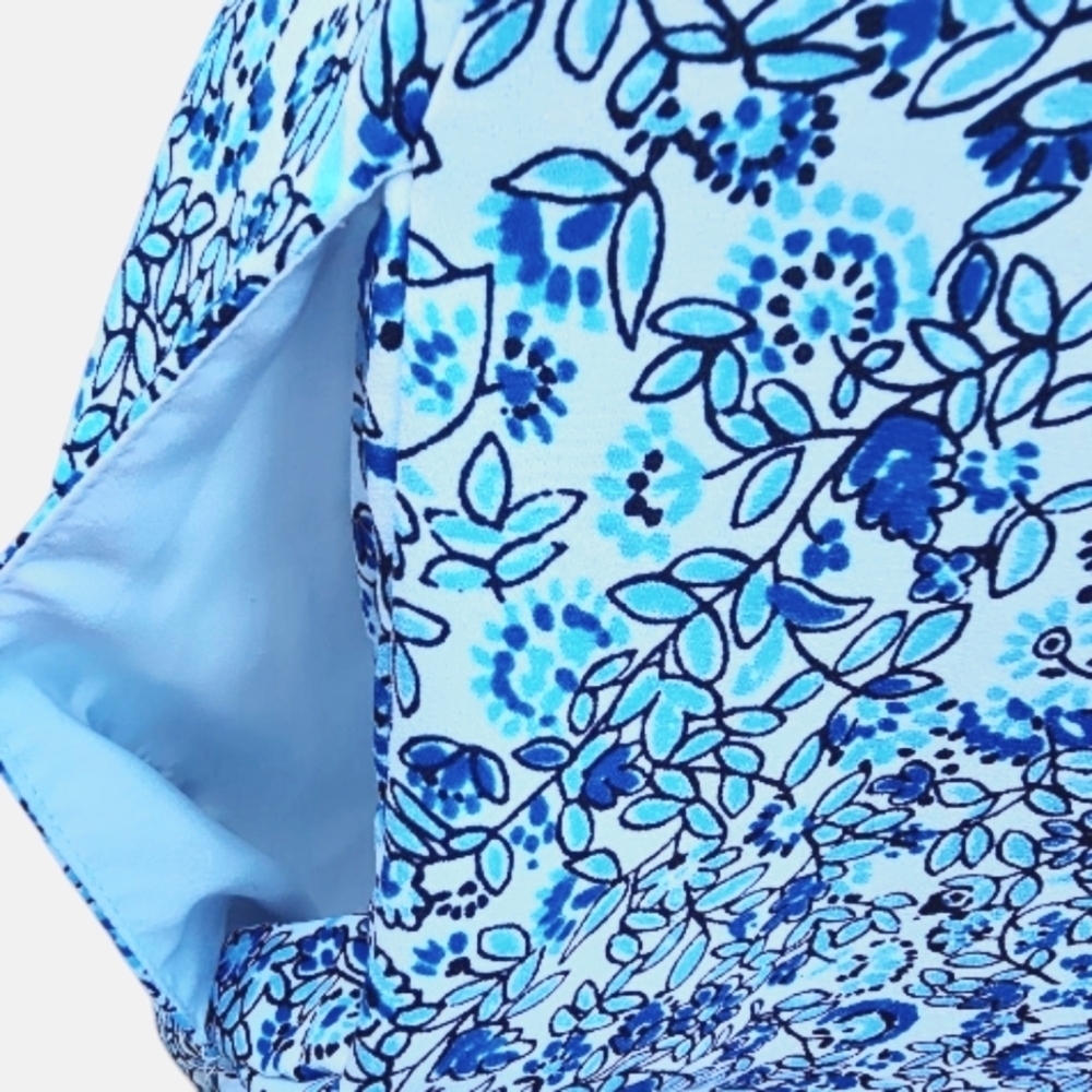 Maternity Gap Sleeves Fit- Flare Chic Blue/White Floral Dress, Size XS - Picture 6 of 6